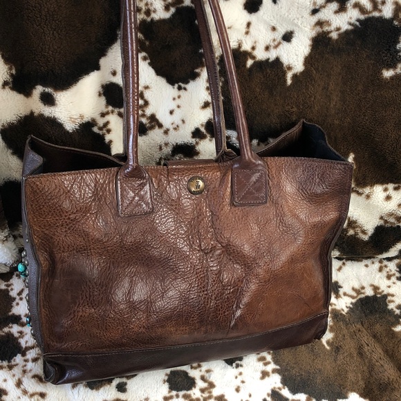 Big Two Bar West McFadin Leather Tote Bag Studded Turquoise Horse Hair Tassel - Picture 12 of 15